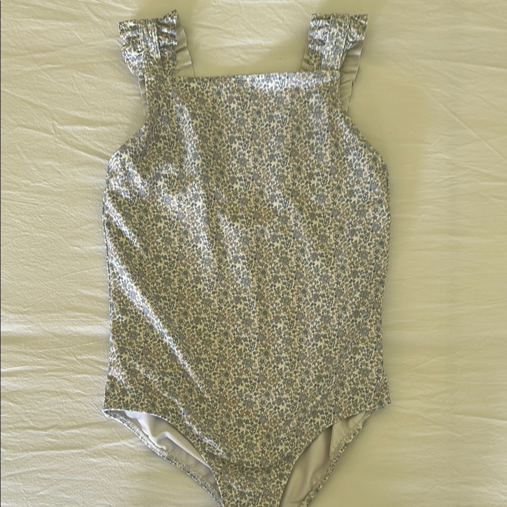 Blue and White One Piece Swimwear